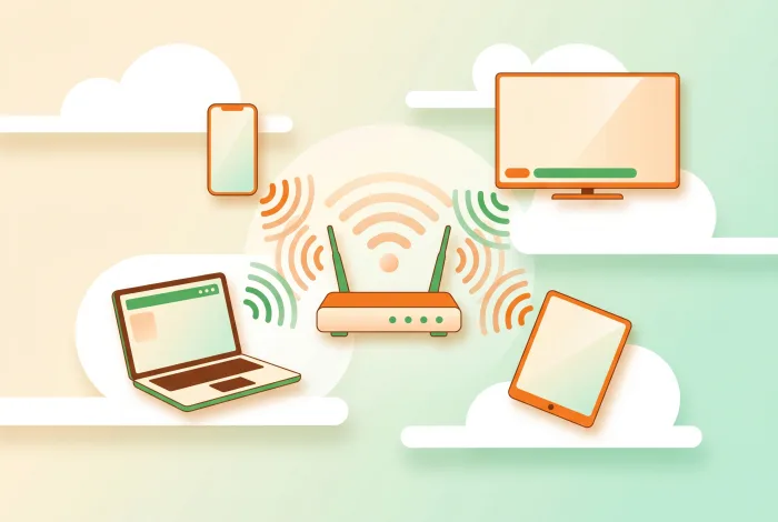 ภาพประกอบ: อุปกรณ์หลายเครื่องแย่งสัญญาณ WiFi จากเราเตอร์ตัวเดียว