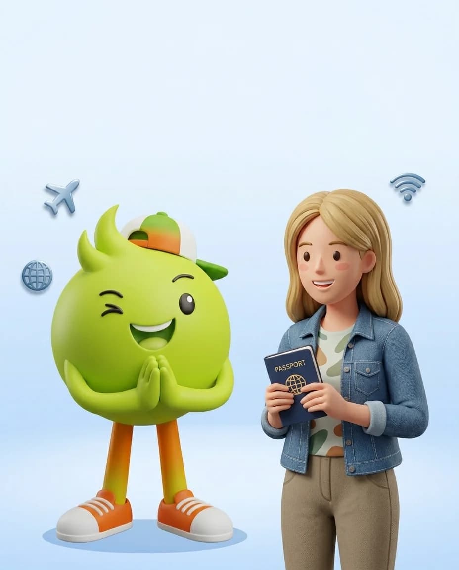 ตัวการ์ตูนอุ่นใจทักทายชาวต่างชาติถือ Passport - เอกสารสมัครเน็ตบ้าน AIS Fiber สำหรับชาวต่างชาติ